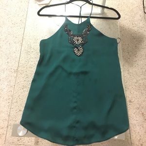 Emerald green satin Zara top